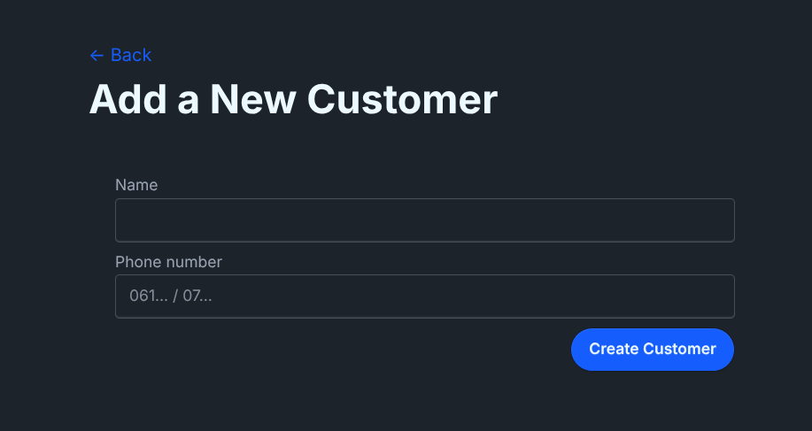 Add Customer Form